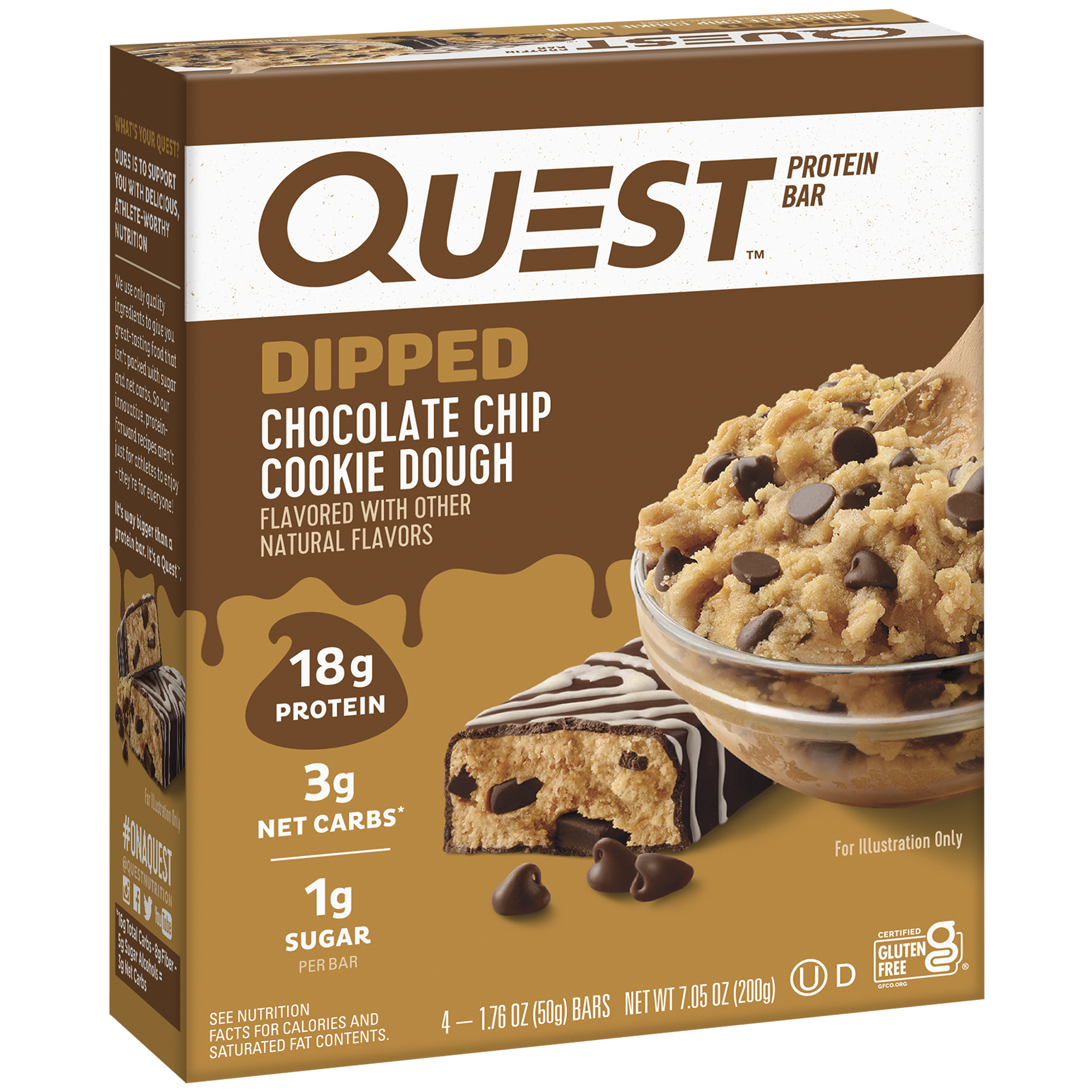 Dipped Chocolate Chip Cookie Dough Protein Bar