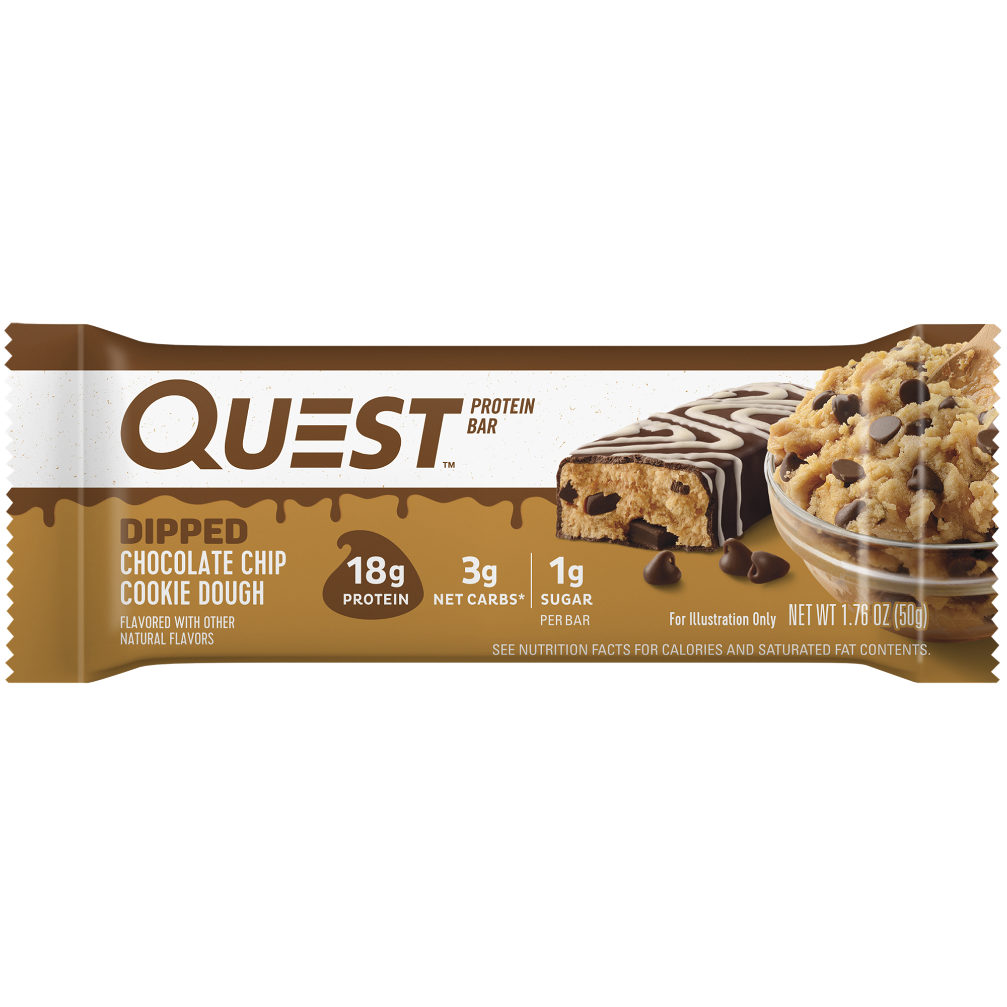 Dipped Chocolate Chip Cookie Dough Protein Bar